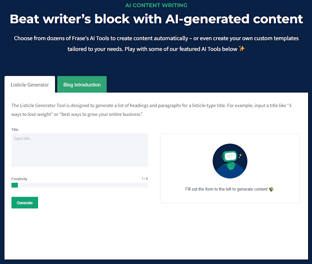 frase ai Frase, content generator