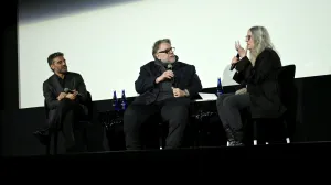 NEW YORK, NEW YORK - DECEMBER 02: (L-R) Oscar Isaac, Guillermo del Toro and Patti Smith attend Netflix's Frankenstein New York City Tastemaker Screening on December 02, 2025 in New York City. (Photo by Valerie Terranova/Getty Images for Netflix)